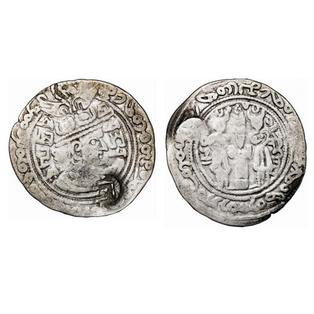 Hephthalites, Nezak Huns, Vakhu Deva, (Ca. 720 AD), Silver Drachm, 3.11g, 31.40x31.96mm, O