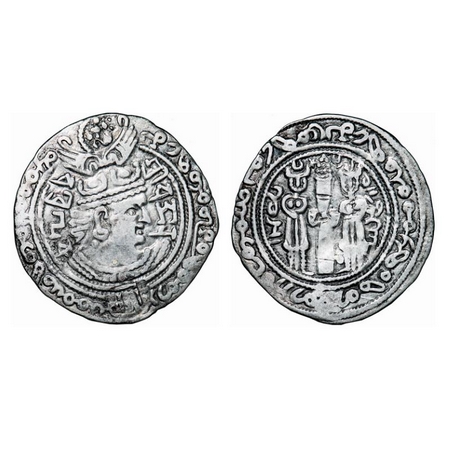Hephthalites, Nezak Huns, Vakhu Deva, (Ca. 720 AD), Silver Drachm, 3.42g, 32.17x31.08mm, O