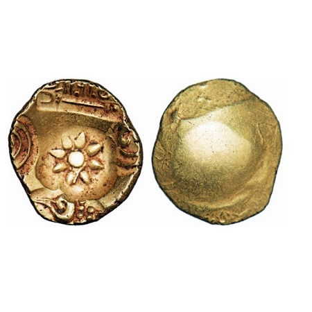 Yadavas of Devagiri, Rama Chandra Deva, Gold Padma Tanka, 3.82gm, Obv: Lotus in center, on