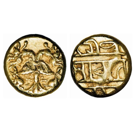 Vijaynagar Kingdom, Achyutadeva Raya (c. 1529-1542 AD), Gold Pagoda, 3.42gm, Obv: Gandabhe