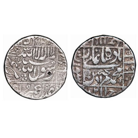 Murad Bakhsh, Silver Rupee, 11.44g, Surat Mint, AH 1068, wide flan. KM 272.3. About Very F