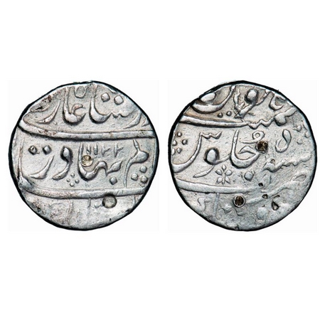 Shah Alam Bahadur, Silver Rupee, 11.41g, Firoznagar Mint, AH 1122 / 5 RY. KM 348.17. About
