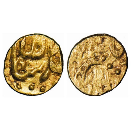 Ahmad Shah Bahadur, Gold Fanam, 0.21g, Kharpa Mint. KM B405.1. Exttremely Fine, Very Scarc