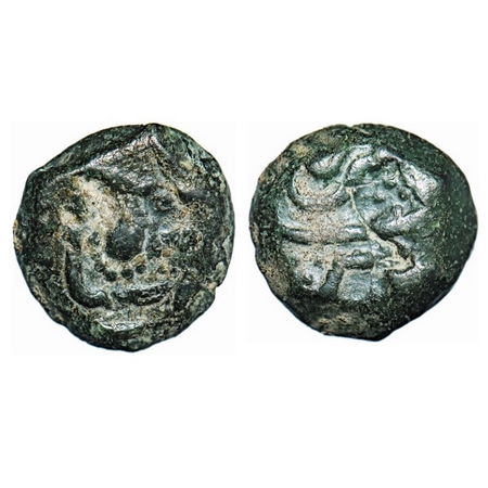 Nagpur Bhonslas, Copper Heavy Paisa, 18.18g, with the mask (mukhota) of goddess on obverse