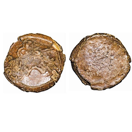 Punchmark Issue, Post Mauryan, (2-1 Cen AD), Lead, 12.23g, 25.41x26.26mm, Obv: Two separat
