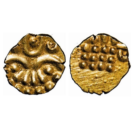 Travancore, Gold Fanam, 0.35g, Veera Raya, (modern imitation), Obv: stylized lion standing