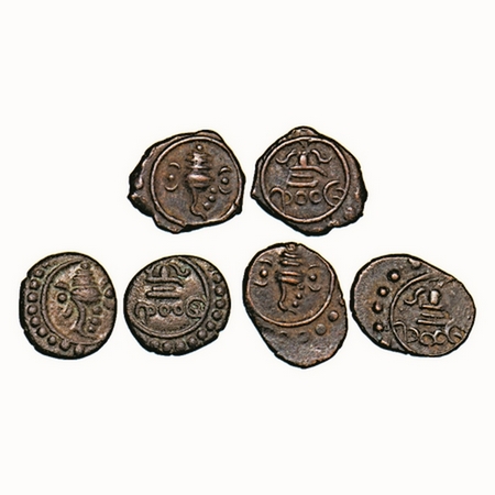 Travancore, Copper, Cash (3 Coins), Rama Varma III (ME 1004-1022 / 1829-1847 AD), ME 1005 