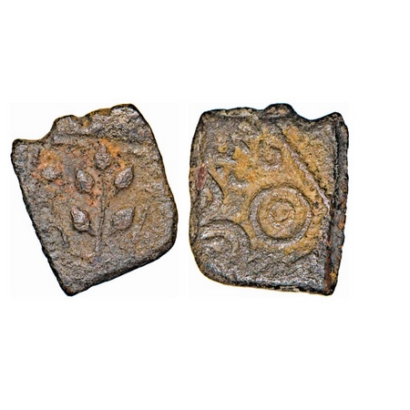 Sebaka Dynasty of Vidarbha, (2-1 Cen BC), Copper, 2.19g, 17.88x16.66mm, Obv: Tree in raili