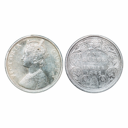 Victoria Queen, Silver, Rupee, 1862, Bombay Mint, B/I/0/4. GK 309. About Very Fine, Cleane