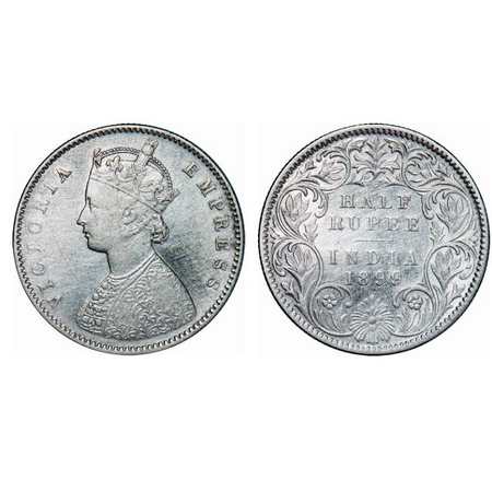 Victoria Empress, Silver, Half Rupee, 1899, Calcutta Mint, A/I, 'C' incused. GK 663. Very 