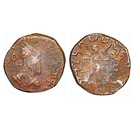 Indo-Parthian Kingdom, Gondophares I, (1 Cen AD), Copper Tetradrachm, 9.29g, 23.12x23.95mm