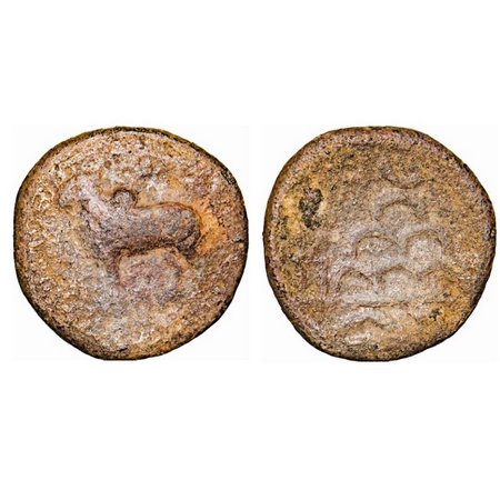Maharathis of Chandravalli, (2 Cen BC), Lead, 13.32g, 24.23x24.69mm, Bull Type, Obv: Bull 