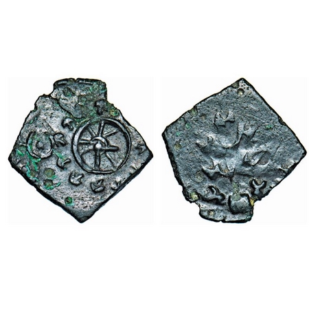 Satavahanas, Vidarbha Region (Paoni), Copper, 2.91g, 19.32x19.55mm, Obv: Multispoked wheel