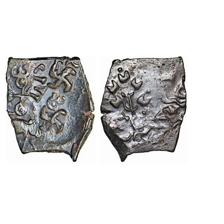 Satavahana, Vidarbha, Copper, 3.62g, 18.01x21.44mm, Obv: Elephant to right with modified f