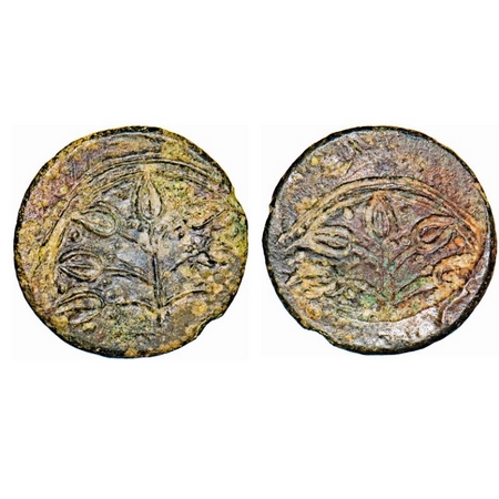 Satavahana, Nashik, Potin, 3.52g, 18.26x18.47mm, Obv: A clear brockage(lakhi) image of the