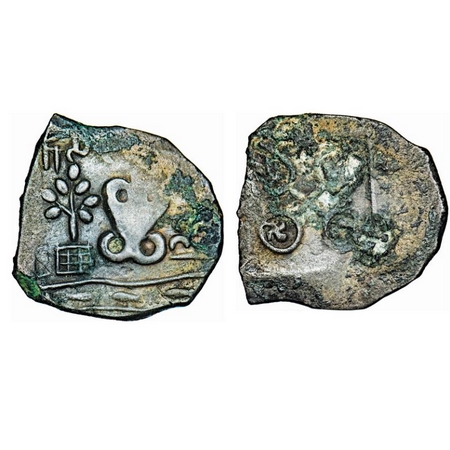 Satavahanas, Siri Satakarni, Copper, 8.27g, 25.25x25.49mm, Nasik Type, Obv: Bold Srivatsa 