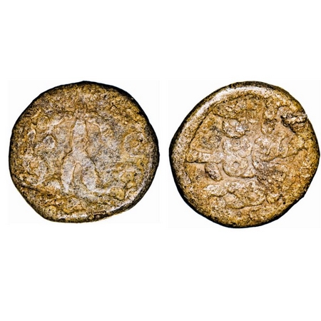 Satavahanas, Tripuri, Lead, 9.50g, 18.55x18.55mm, Obv: Standing diety/human, Tree in raili