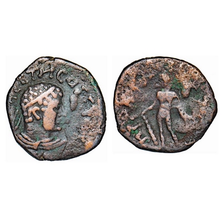 Kushan, Hercules, Copper, 7.65g, 23.46x21.50mm, Obv: A beautifully executed diademed bust 