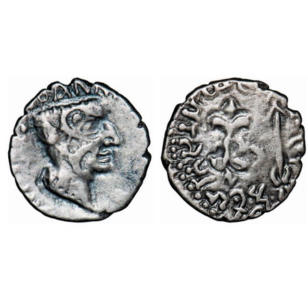 Western Kshatrpas, Nahapana, Silver Drachms, 2.28gm, 15.85x15.48mm, over-struck type by Sa