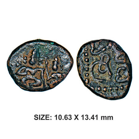 Madurai Nayakas, Sri Managamma Series, (1689-1706 AD), Copper, 1.99g, Obv: Seated God and 