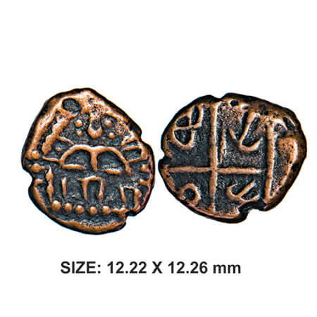 Madurai Nayakas, Rani Mangamma series, 1689-1706 AD, Copper, 1.55g, Obv: Standing Garuda w