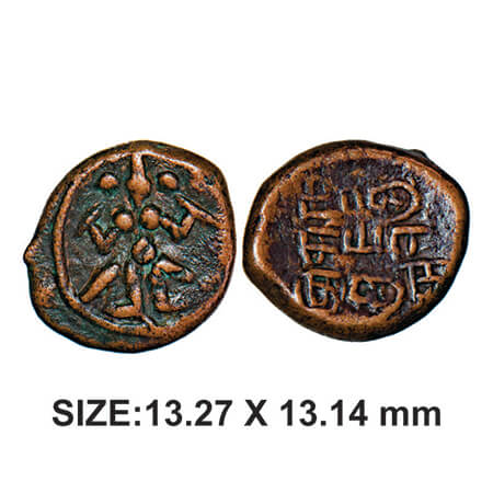 Thanjavur Nayakas, Raghunatha, 1600-1645 AD, Copper, 2.68g, Obv: Standing Deity, Rev: In t