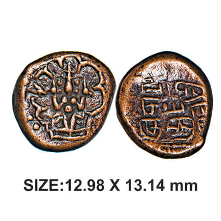 Thanjavur Nayakas, Raghunatha, 1600-1645 AD, Copper, 2.76g, Obv: Seated tirumagal also kno