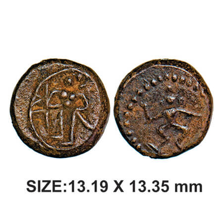 Thanjavur Nayakas, Raghunatha, 1600-1645 AD, Copper, 3.20g, Obv: Nayakas Ruler Raghunatha 