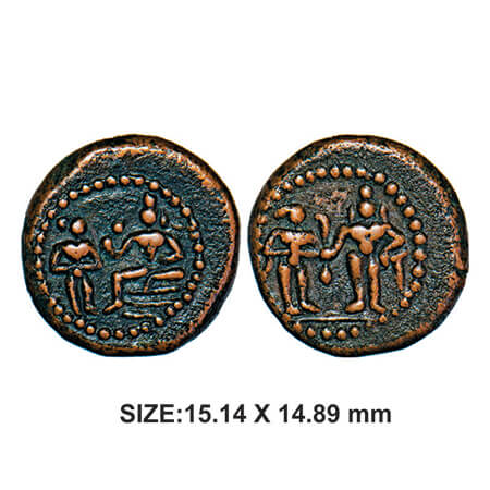 Thanjavur Nayakas, Vijaya Raghava Nayaks, 1631-73 AD, Copper, 3.90g, Obv: Seated Raghunath
