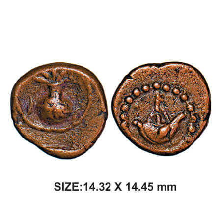 Thanjavur Nayakas, Anonymous series, 17th century, Copper, 2.75g, Obv: Poorna kumbha with