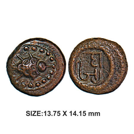 Gatti Mudali issue of Tharamangalam, 17th century, Copper, 3.67g, Obv: Fish Facing Right w