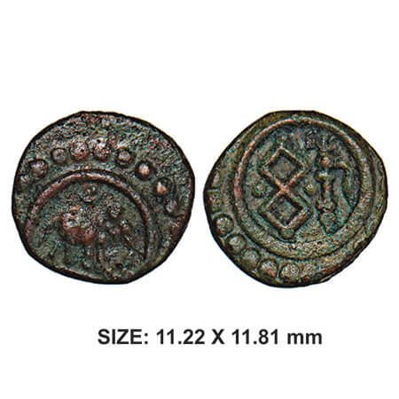 Travancore, Thira Cash, 17th century, Copper, 1.13g, Obv: Elephant facing left with cresen