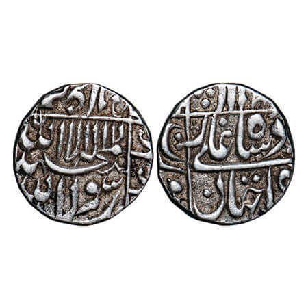 Shah Jahan I, Silver ½ Rupee, 5.75g, Surat Mint, legends in square area, mint in left marg