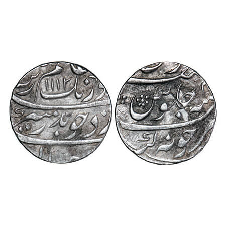Aurangzeb, Silver Rupee, 11.63g, Junagadh Mint, AH 1112/4x RY, Complete mint visible. KM 3