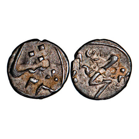 Muhammad Shah, 1/32 Rupee, 0.35g, No mint seen, 23 RY. KM A431. Extremely Fine, Rare.