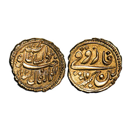 Mysore, Gold Pagoda, 3.41g, Tipu Sultan, Patan Mint, AM 1221/11 RY (overstruck on 10), ret