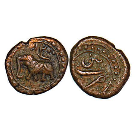 Mysore, Copper ¼ Paisa, 2.77g, Tipu Sultan, Patan Mint, AH 1200, Obv: Date & Elephant left