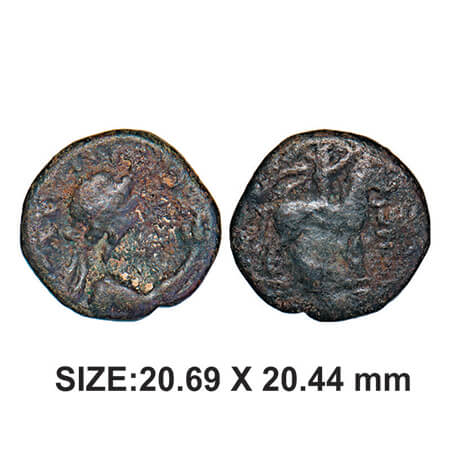 Kushanas, Soter Megas alias WimaTakto, Copper Drachm, 7.32g, Obv: Bust of the Kushan ruler