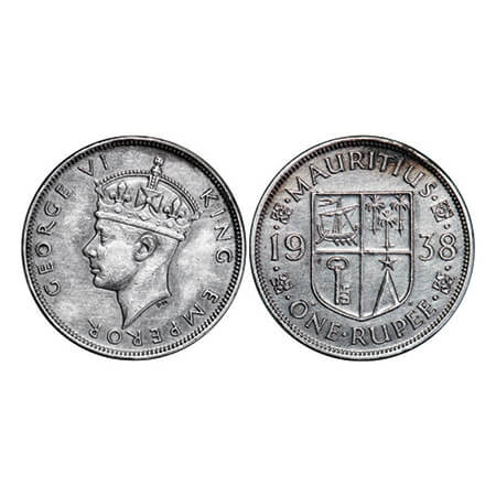 Mauritius, Silver Rupee (0.9160 silver), 11.61g, George VI, 1938, Obv: Crowned Bust to lef