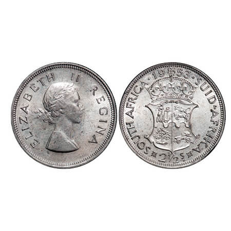 South Africa, Silver (0.500 silver), 14.04g, 2½ Shillings, 1953, Elizabeth II, Obv: Lauret