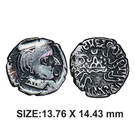 Western Kshatrapas, Damajadashri III, Silver Drachma, 1.80g, Obv: Bust of king facing righ