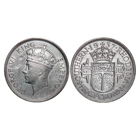 Southern Rhodesia, Silver (0.9250 silver), 14.10g, ½ Crown, 1937, George VI, Obv: Crowned 