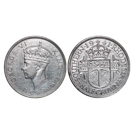 Southern Rhodesia, Silver (0.9250 silver), 14.08g, ½ Crown, 1941, George VI, Obv: Crowned 