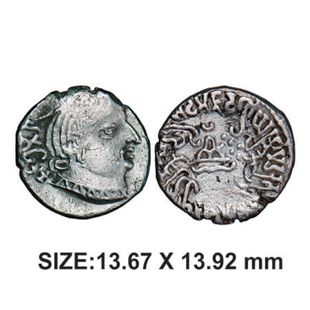Western Kshatrapas, Damajadashri III, Silver Drachma, 1.93g, Obv: Bust of king facing righ