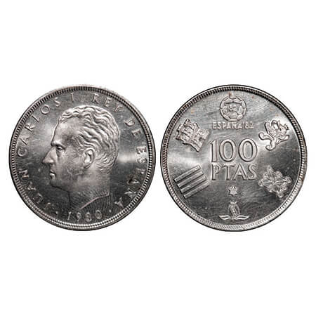 Spain, Cu-Ni, 16.86g, 100 Pesetas, 1980 (80), Juan Carlos I, World Cup Soccer Games-Spain 