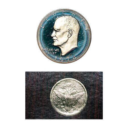 United States, Silver Dollar Proof Coin, 22.68g, 1974, Obv: Dwight D. Eisenhower facing le