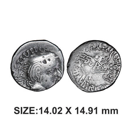 Western Kshatrapas, Damajadashri III, Silver Drachma, 1.97g, Obv: Bust of king facing righ