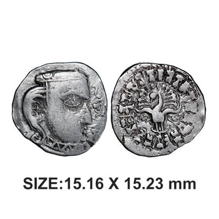 Guptas, Skandagupta, Madhyadehsa type, Silver Drachma, 2.39g, Obv: Bust to right, Rev: Gar
