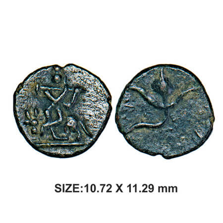Nayakas of Senji, 1511-1567 AD, Copper, 0.84g, Obv: Standing Lord Krishna with Flute in ha