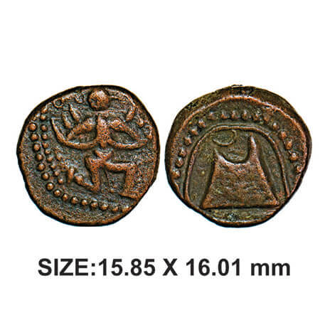 Nayakas of Senji, 1526-1567 AD, Copper, 4.98g, Obv: Twin Peaked Hill with cresent an outer